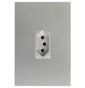 Conjunto Tomada 20a Vertical 4x2 - RECTA PRATA SATIN FOSCO